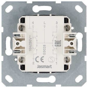 Jasmart Выключатель двухклавишный для штор 10A 250V~ с накладкой, цвет Тауп
