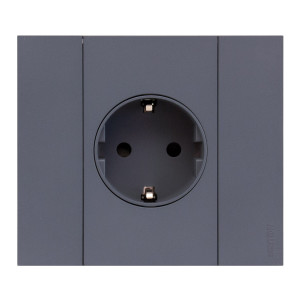 Накладка на розетку 220V с/з со шторками 16A (Грифель матовый) MEITON AL04