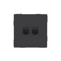 Компьютерная розетка RJ-45 без шторки, кат.6А двойная, KANT, черный уголь