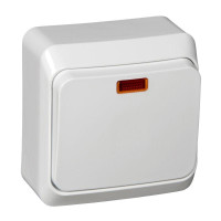 ЭТЮД О/У 1-клавишный ВЫКЛЮЧАТЕЛЬ с подсветкой 10 АХ, БЕЛЫЙ BA10-005B