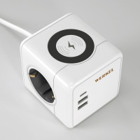 W6513501/ Розеточный блок 3-местный + 3 USB + беспроводная зарядка