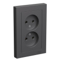 ATLASDESIGN РОЗЕТКА двойная без заземления, 16А, в сборе, БАЗАЛЬТ ATN001420
