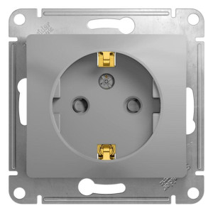 GLOSSA РОЗЕТКА с заземлением со шторками, 16А, механизм, АЛЮМИНИЙ GSL000345
