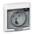 ЭТЮД IP44 С/У РОЗЕТКА с заземлением со шторками, 16А, 250B, БЕЛЫЙ PC16-044B