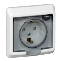 ЭТЮД IP44 С/У РОЗЕТКА с заземлением со шторками, 16А, 250B, БЕЛЫЙ PC16-044B