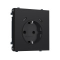 MS990510 Комплект механизма электрической розетки SIGMA Черный Мягкое касание 2USB С+C 20W (быст. зар.) с/з с/ш 16A-250V QUANT PRO (SP9905, PR165)