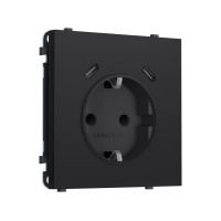 MS990510 Комплект механизма электрической розетки SIGMA Черный Мягкое касание 2USB С+C 20W (быст. зар.) с/з с/ш 16A-250V QUANT PRO (SP9905, PR165)