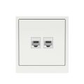 Компьютерная розетка RJ-45 без шторки, кат.6А двойная, KANT, белая магнолия