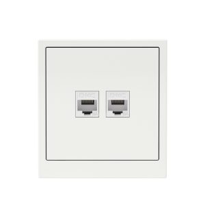 Компьютерная розетка RJ-45 без шторки, кат.6А двойная, KANT, белая магнолия