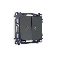 MO904010 Комплект механизма 2-кл выключателя с подсветкой 3200K OMEGA Графит мягкое касание QUANT OP9040, VM115, G11Y AMBRELLA VOLT