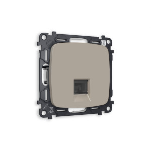 MO372030 Комплект механизма телефонной розетки OMEGA Серо-бежевый матовый RJ-114P4C с шторкой QUANT OP3720, VM190 AMBRELLA VOLT