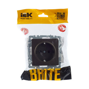 BRITE Розетка 1-местная с заземлением с защитными шторками 16А РС14-1-0-БрТБ темная бронза IEK