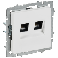 BRITE Розетка компьютерная двойная RJ45 кат.6 РК11-2-БрАБ арктический белый IEK