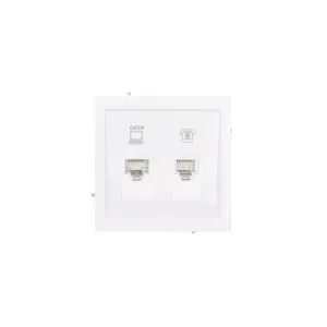 Розетка 2-м ESTET IP20 RJ45  RG11 с модулем кат.6 механизм бел. LEZARD 745-0288-144