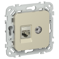FLITE Розетка 2-местная RJ45/TV категория 5Е STP РКТВ5е-2-1-ФлШ шампань IEK