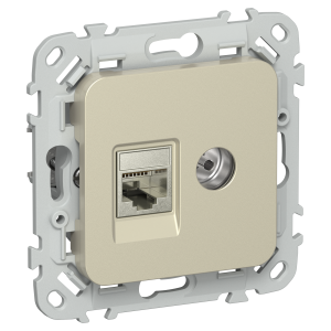 FLITE Розетка 2-местная RJ45/TV категория 5Е STP РКТВ5е-2-1-ФлШ шампань IEK