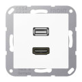Розетка HDMI+USB Jung А-СЕРИЯ, скрытый монтаж, белый, MAA1163WW