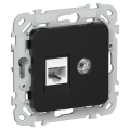 FLITE Розетка 2-местная RJ45/TV категория 5Е UTP РКТВ5е-2-0-ФлЧ черный IEK