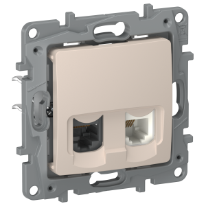 IEKETIKA Розетка двойная RJ11+RJ45 кат.5E UTP 6711521 песочный IEK