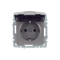 BRITE Розетка 1-местная с заземлением с защитными шторками и крышкой 16А IP20 РСбш10-3-БрС сталь IEK
