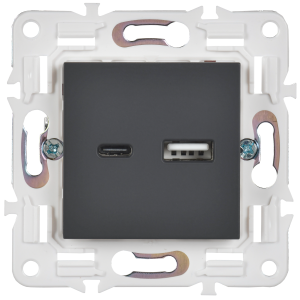 SKANDY Розетка USB A+C 18Вт SK-R13G графит IEK