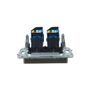 BRITE Розетка компьютерная двойная RJ45 кат.6 РК11-2-БрС сталь IEK