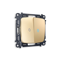 MO604020 Комплект механизма 2-кл выключателя с подсветкой 10000K OMEGA Шампань QUANT OP6040, VM115, G17B AMBRELLA VOLT