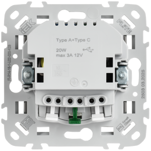 FLITE Розетка 1-местная с заземлением с защитными шторками 16А с USB A+C 20Вт безвинтовое крепление РСЮшс11-1-ФлС серый IEK