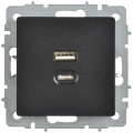 BRITE Розетка USB A+C 45Вт высокоскоростная зарядка РЮ11-2-БрЧ черный IEK