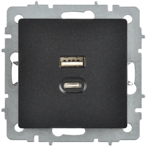BRITE Розетка USB A+C 45Вт высокоскоростная зарядка РЮ11-2-БрЧ черный IEK