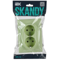 SKANDY Розетка 2-местная с заземлением без защитных шторок 16А в сборе SK-R08G мятный IEK