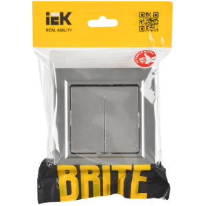 BRITE Выключатель 2-клавишный 10А в сборе ВСР10-2-0-БрС сталь IEK