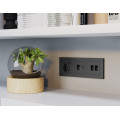MA912110 Комплект механизма компьютерной двойной розетки RJ-45 с автоматической защитной шторкой ALFA Графит мягкое касание QUANT AP9121, VM189 AMBRELLA VOLT
