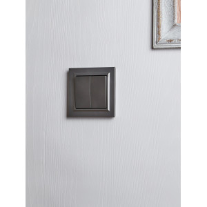 BRITE Выключатель 2-клавишный 10А в сборе ВСР10-2-0-БрС сталь IEK