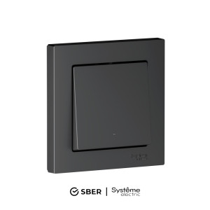 ATLASDESIGN SMART 1-кл. ВЫКЛЮЧАТЕЛЬ с подсв., Zigbee, сх.1, L+N, 10А, мех., КАРБОН ATN001013Z