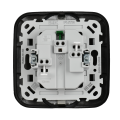 FLITE Розетка 2-местная с заземлением с защитными шторками безвинтовое крепление 16А в сборе РСш12-1-А-ФлЧ черный IEK