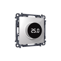 MA405810 Комплект механизма терморегулятора с цифровым дисплеем с подсветкой и датчиком для теплого пола ALFA Серебро глянец QUANT (AP4058, VM1385) AMBRELLA VOLT