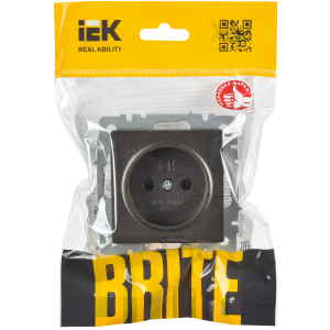 BRITE Розетка 1-местная без заземления с защитными шторками 10А РСш10-2-БрТБ темная бронза IEK
