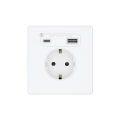 Systeme Infinity, Розетка СУ с ЗК и зар.устр.USB АС 20Вт 250В, 16А, защ.шторки, Арктический лед