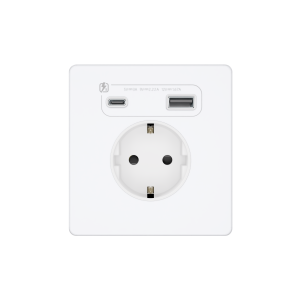 Systeme Infinity, Розетка СУ с ЗК и зар.устр.USB АС 20Вт 250В, 16А, защ.шторки, Арктический лед