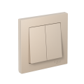 ATLASDESIGN 2-клавишный ВЫКЛЮЧАТЕЛЬ, сх.5, 10АХ, в сборе, ПЕСОЧНЫЙ ATN001252
