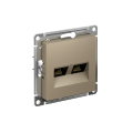 ATLASDESIGN РОЗЕТКА двойная компьютерная RJ45+RJ45 кат. 6А, механизм, ШАМПАНЬ ATN000588