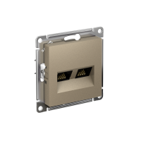 ATLASDESIGN РОЗЕТКА двойная компьютерная RJ45+RJ45 кат. 6А, механизм, ШАМПАНЬ ATN000588