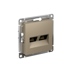 ATLASDESIGN РОЗЕТКА двойная компьютерная RJ45+RJ45 кат. 6А, механизм, ШАМПАНЬ ATN000588