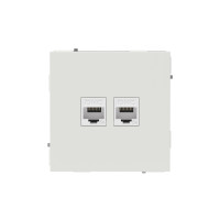 Компьютерная розетка RJ-45 без шторки, кат.5е двойная, KANT, белый песок