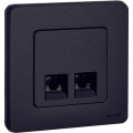 INSPIRIA Розетка компьютерная двойная RJ45 категория 6 UTP антрацит