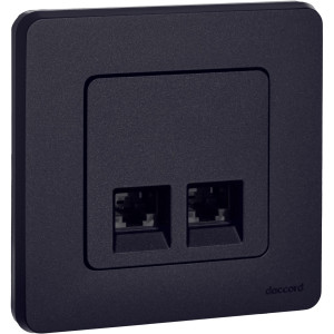INSPIRIA Розетка компьютерная двойная RJ45 категория 6 UTP антрацит
