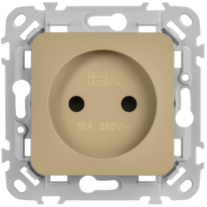 FLITE Розетка без заземления с защитными шторками безвинтовое крепление 10А РСш01-1-ФлХ хаки IEK