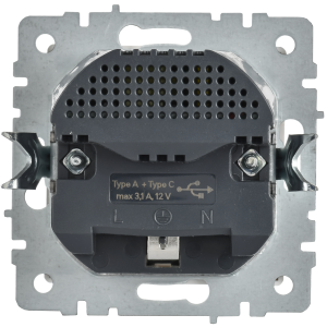 BRITE Розетка 1-местная с заземлением с защитными шторками 16А с USB AC 18Вт РЮш11-1-БрАБ арктический белый IEK