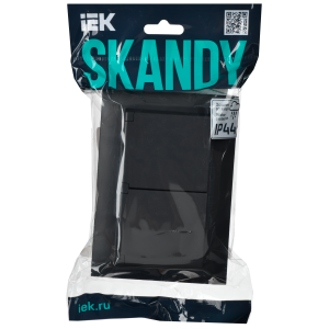 SKANDY Розетка 2-местная и крышкой 16А в сборе IP44 SK-R12Bl черный IEK